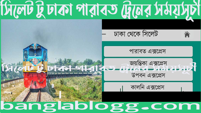 সিলেট টু ঢাকা পারাবত ট্রেনের সময়সূচী